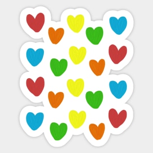 Watercolor paints of colorful sweet hearts Sticker